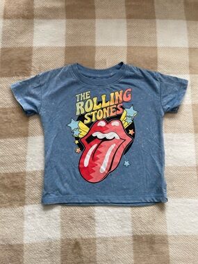 The Rolling Stones 12-18 Months Kids Tee - Blue with Red Tongue & Yellow Accents